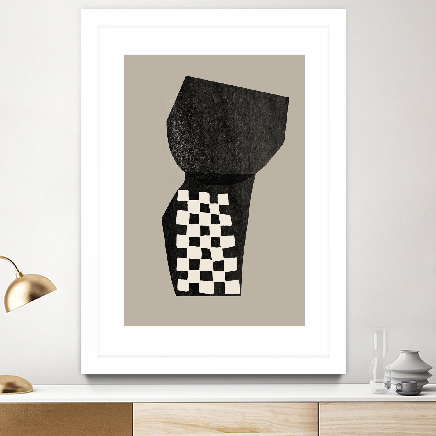 Checkered Abstraction by MIUUS STUDIO on GIANT ART - black shapes 