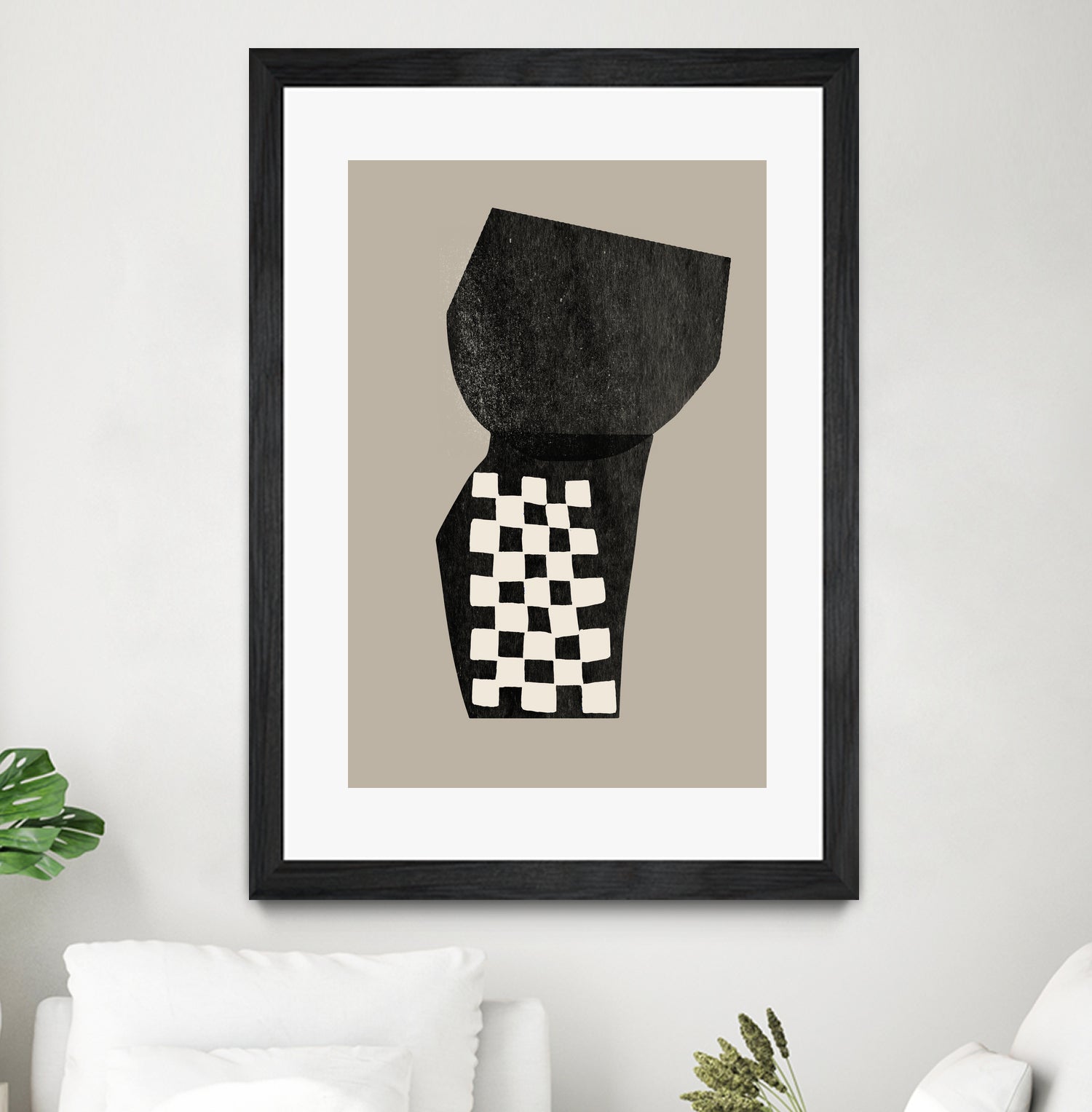 Checkered Abstraction by MIUUS STUDIO on GIANT ART - black shapes 
