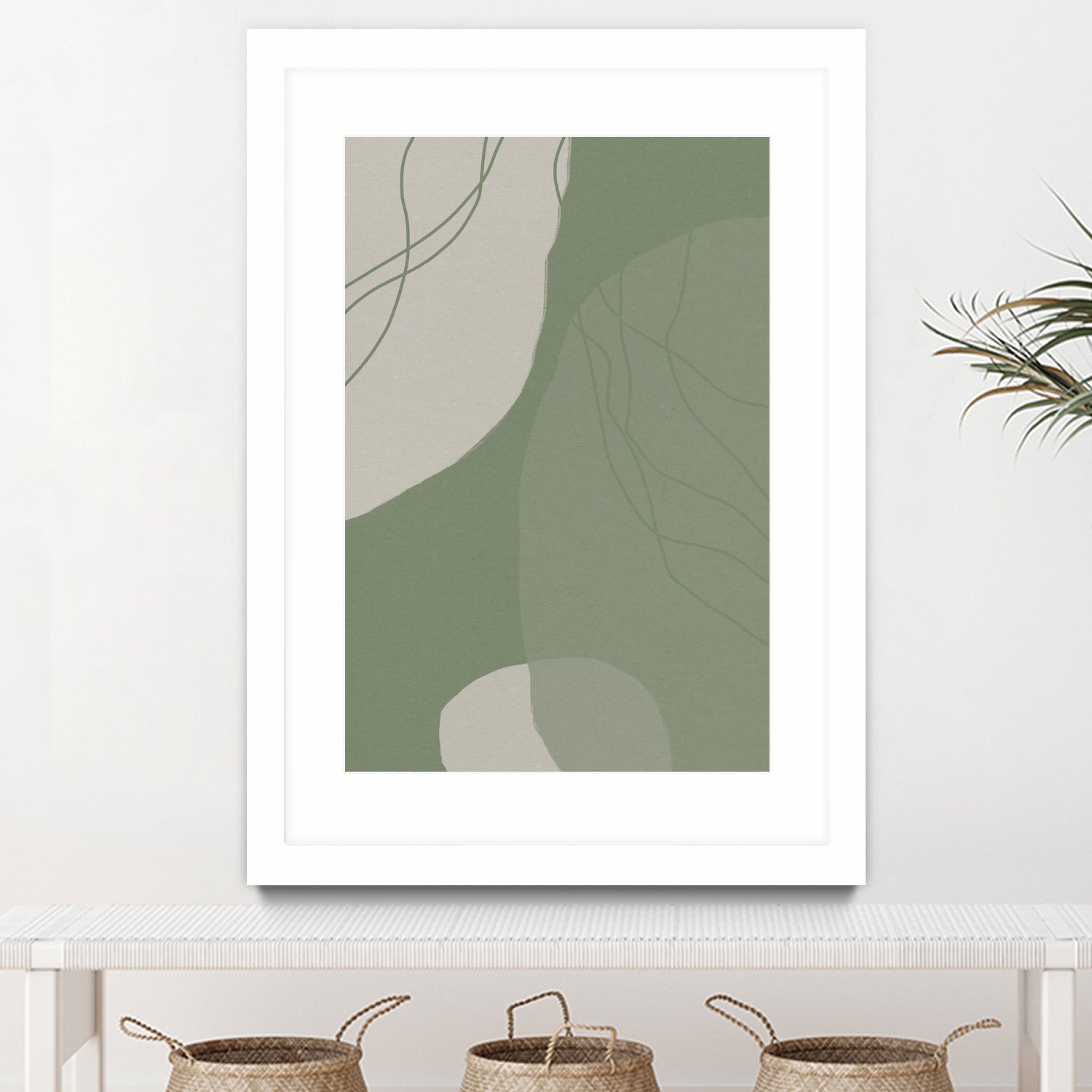 Modern Abstract Minimalist  Shapes In Sage and White  0008 by Dina Dankers on GIANT ART - abstract drawing