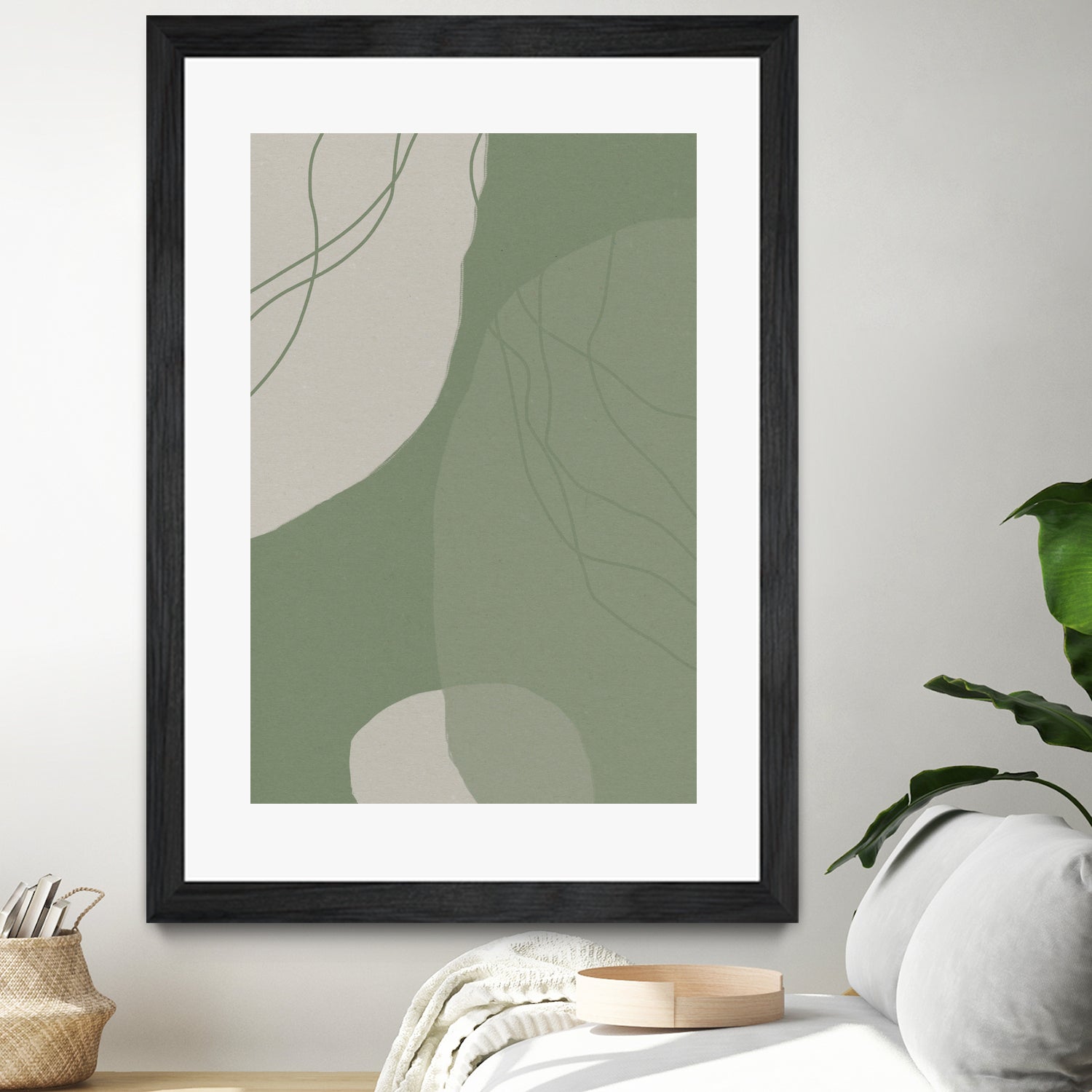 Modern Abstract Minimalist  Shapes In Sage and White  0008 by Dina Dankers on GIANT ART - abstract drawing