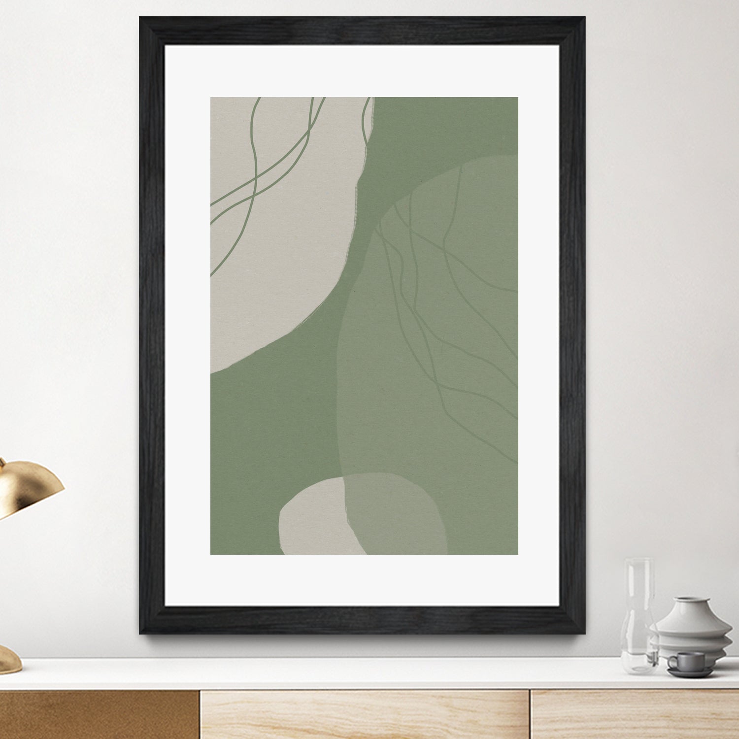 Modern Abstract Minimalist  Shapes In Sage and White  0008 by Dina Dankers on GIANT ART - abstract drawing