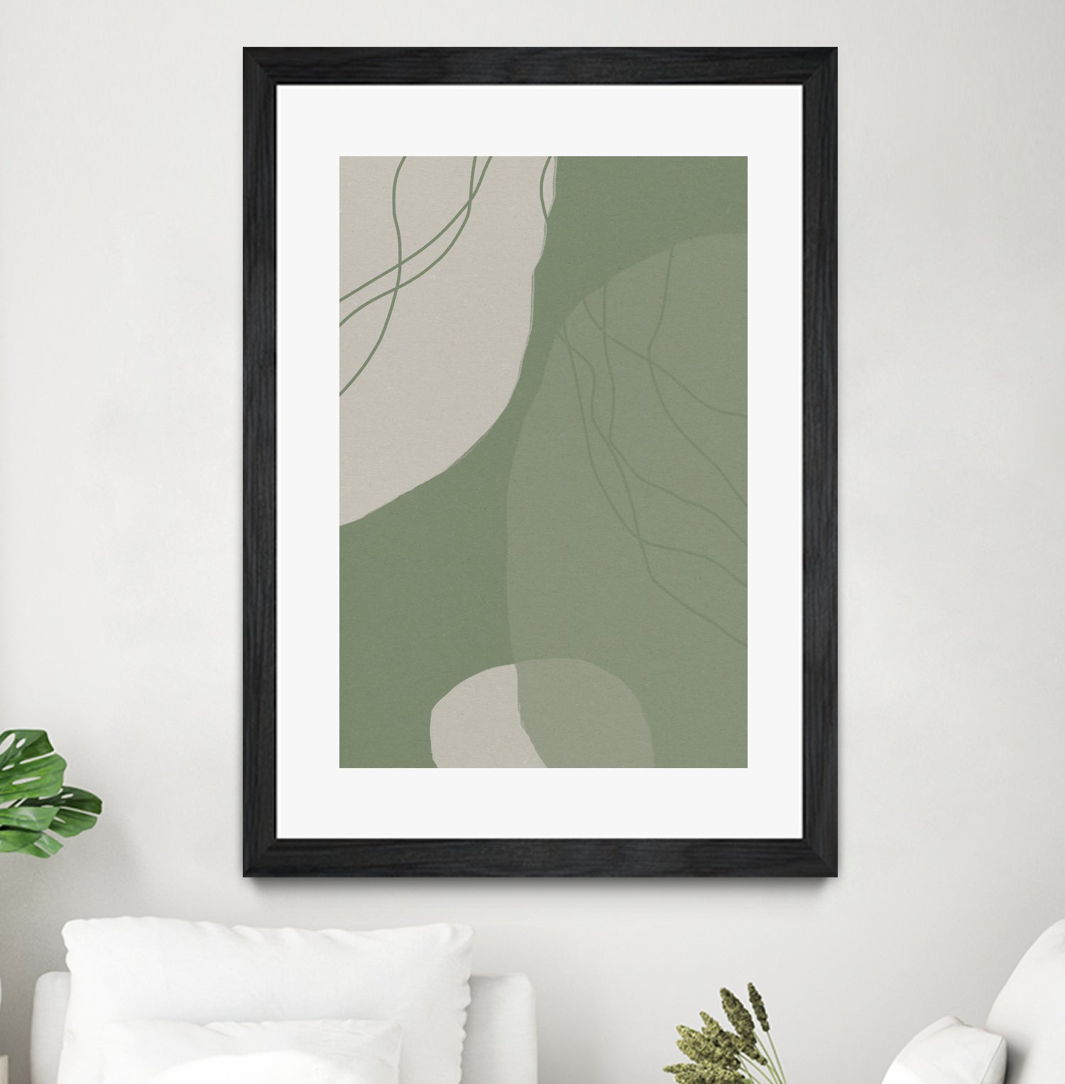 Modern Abstract Minimalist  Shapes In Sage and White  0008 by Dina Dankers on GIANT ART - abstract drawing