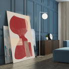 Crimson Harmony by THE MIUUS STUDIO  on GIANT ART - red shape  abstract, bold, white, grey, gray, calm, painting, print,  wallart,  wall art,  energetic, colourful, graphic print, illustration, soft, brush strokes, cute, prints, home decor, beige, black, drawing