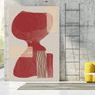 Crimson Harmony by THE MIUUS STUDIO  on GIANT ART - red shape  abstract, bold, white, grey, gray, calm, painting, print,  wallart,  wall art,  energetic, colourful, graphic print, illustration, soft, brush strokes, cute, prints, home decor, beige, black, drawing