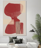 Crimson Harmony by THE MIUUS STUDIO  on GIANT ART - red shape  abstract, bold, white, grey, gray, calm, painting, print,  wallart,  wall art,  energetic, colourful, graphic print, illustration, soft, brush strokes, cute, prints, home decor, beige, black, drawing