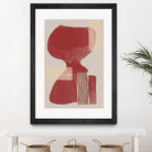 Crimson Harmony by THE MIUUS STUDIO  on GIANT ART - red shape  abstract, bold, white, grey, gray, calm, painting, print,  wallart,  wall art,  energetic, colourful, graphic print, illustration, soft, brush strokes, cute, prints, home decor, beige, black, drawing