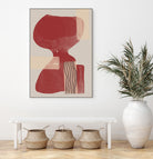 Crimson Harmony by THE MIUUS STUDIO  on GIANT ART - red shape  abstract, bold, white, grey, gray, calm, painting, print,  wallart,  wall art,  energetic, colourful, graphic print, illustration, soft, brush strokes, cute, prints, home decor, beige, black, drawing