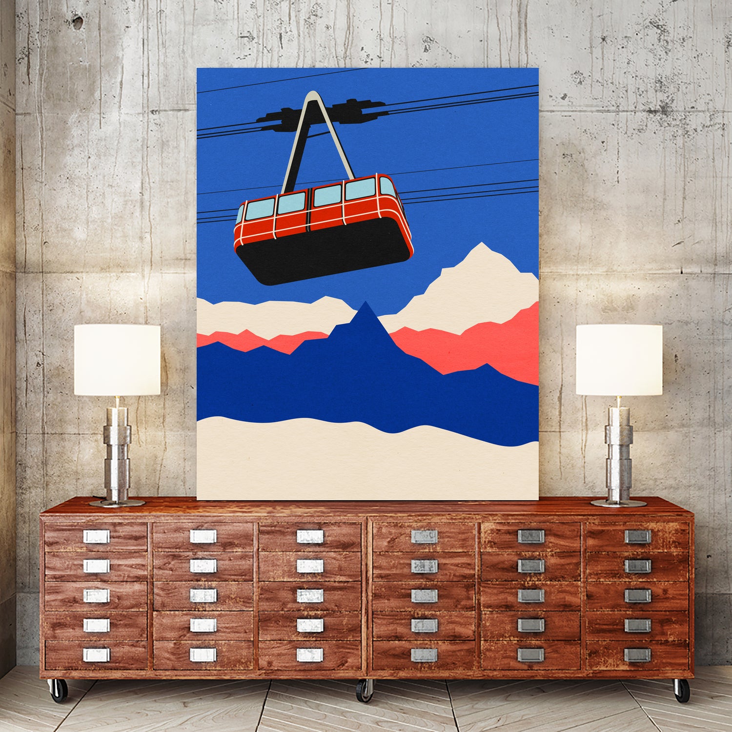 Ski Mountains by Rosi Feist on GIANT ART - illustration ski tow