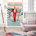 The Bluebird Daily Pinup Ski Art by The Whiskey Ginger on GIANT ART - figurative text