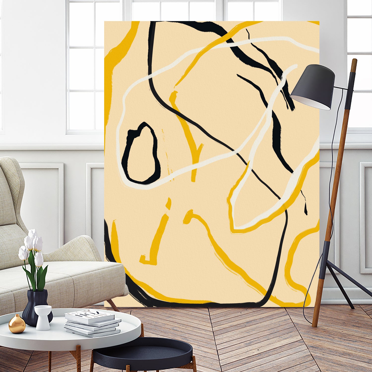 Golden Flow Lines by Little Dean on GIANT ART - line art abstract art