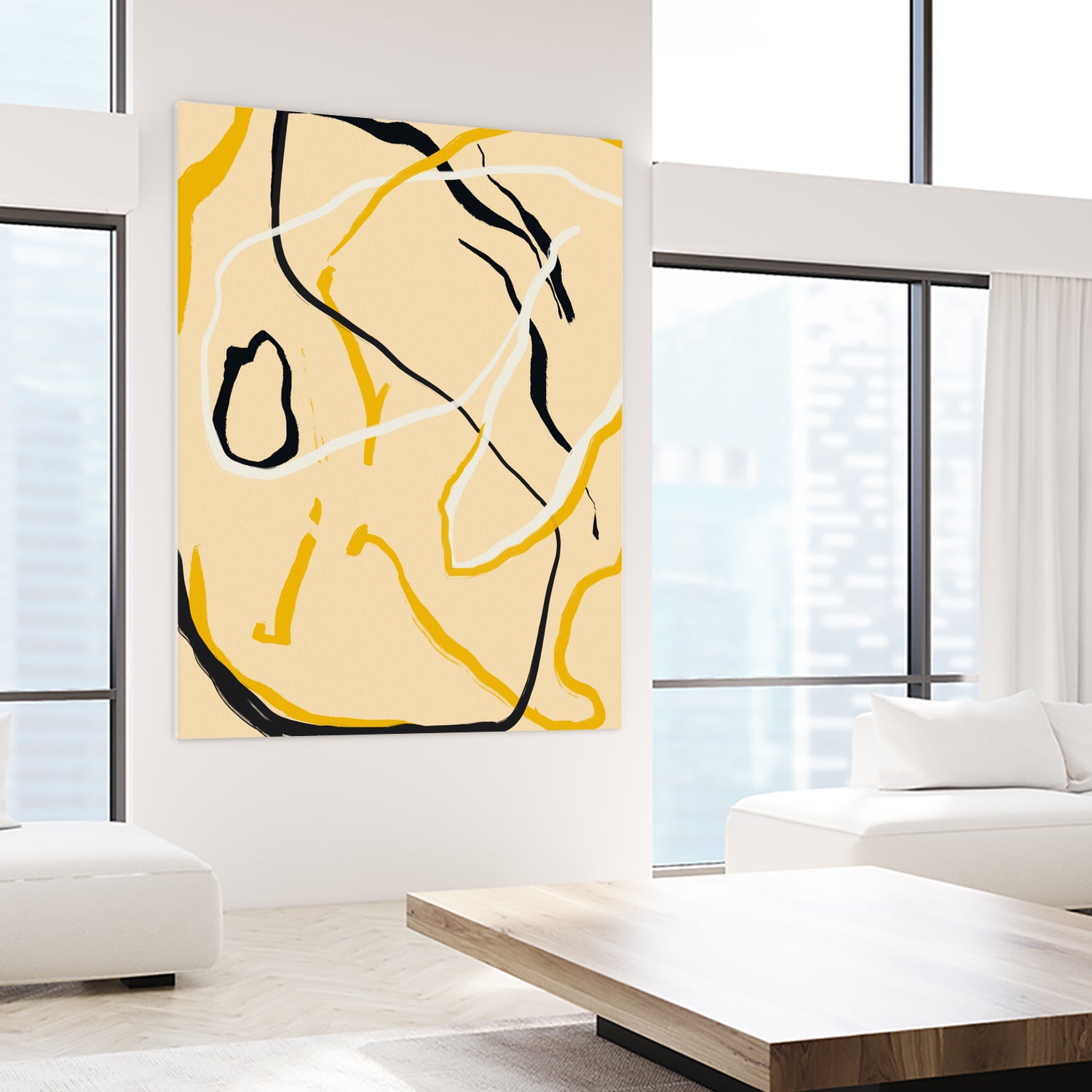 Golden Flow Lines by Little Dean on GIANT ART - line art abstract art
