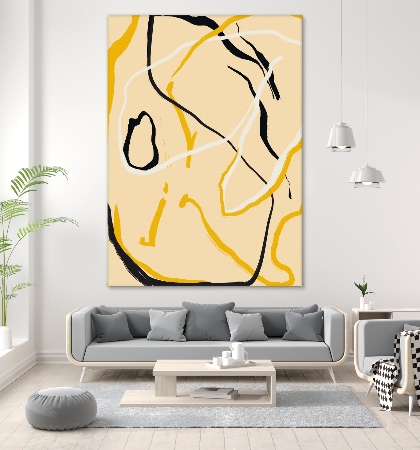 Golden Flow Lines by Little Dean on GIANT ART - line art abstract art