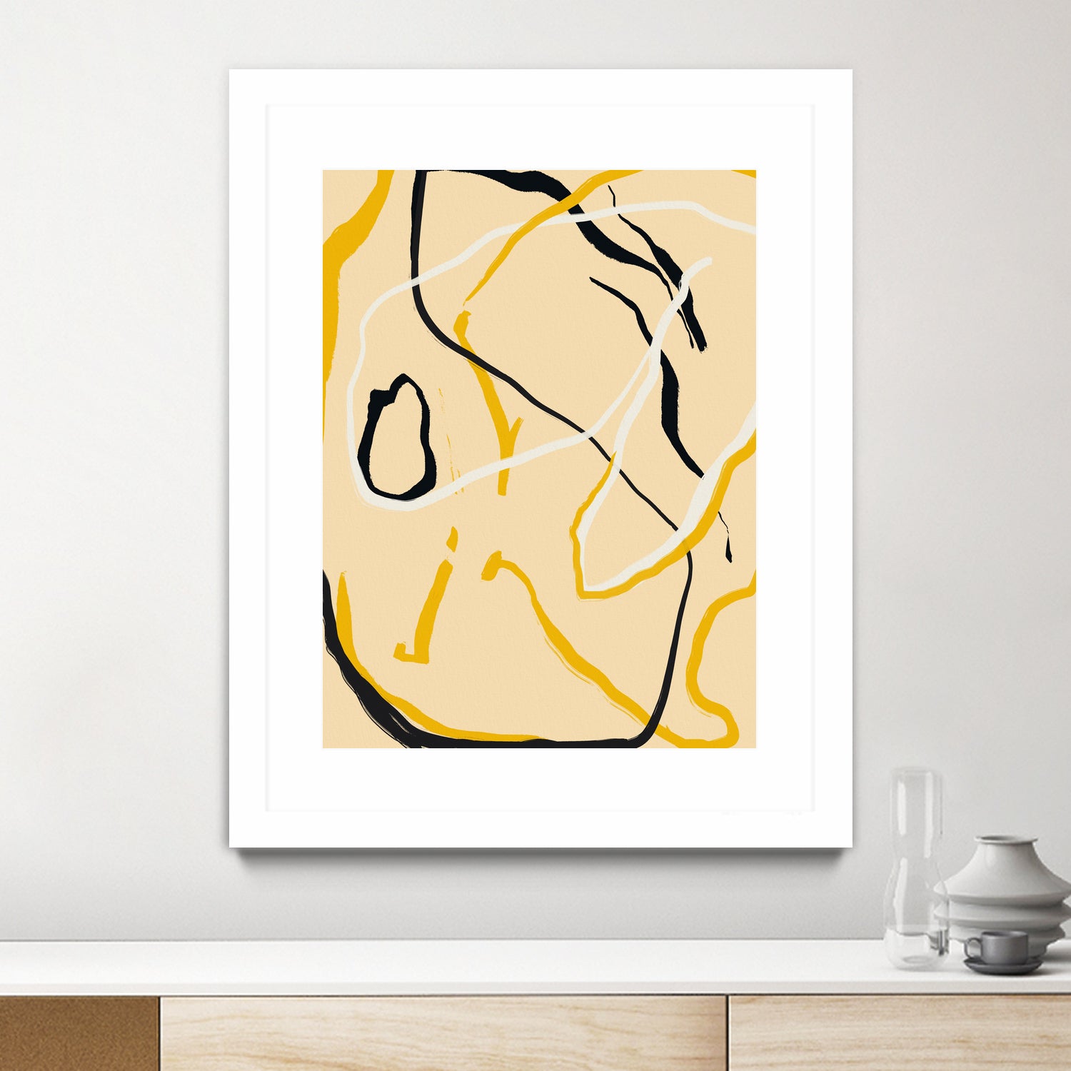 Golden Flow Lines by Little Dean on GIANT ART - line art abstract art