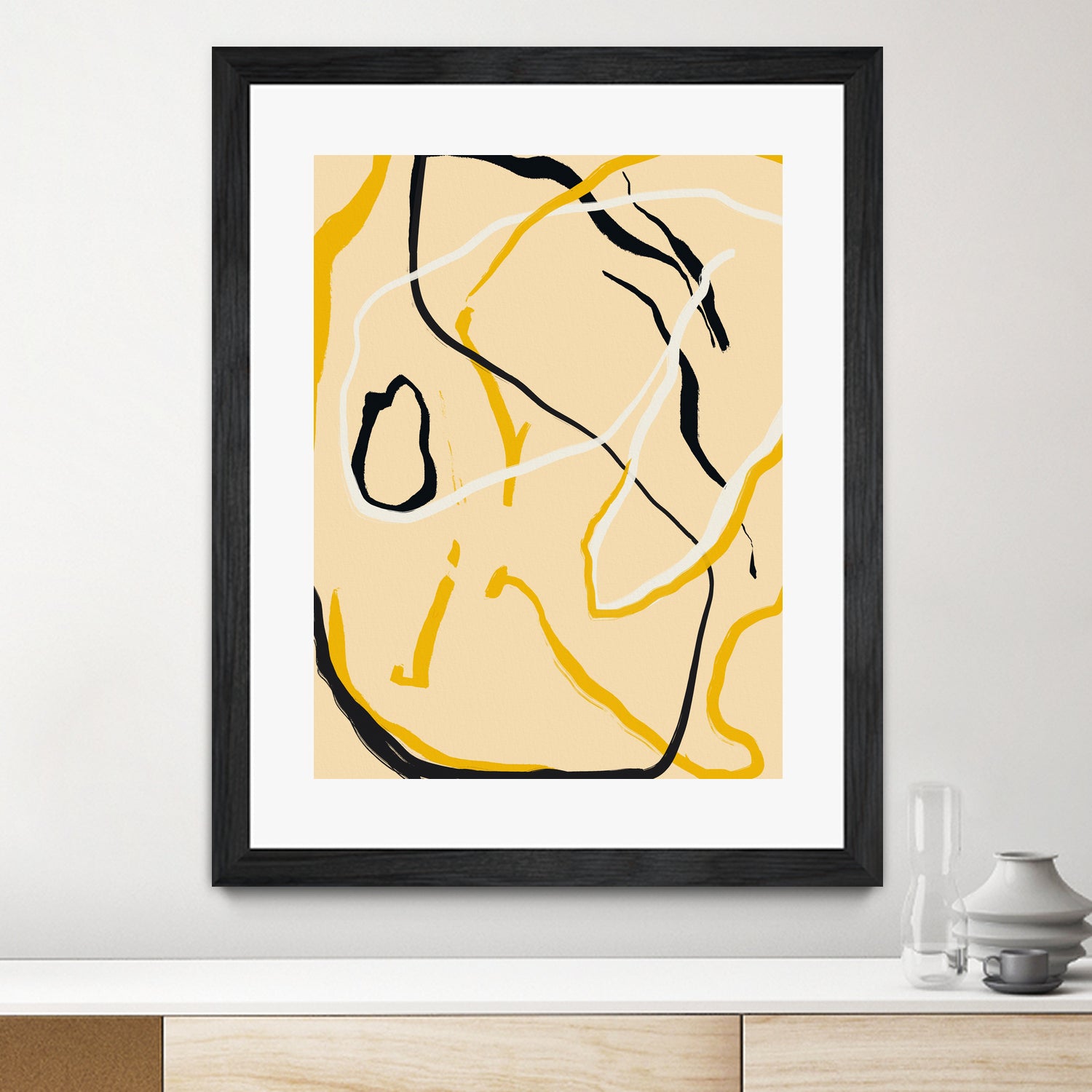 Golden Flow Lines by Little Dean on GIANT ART - line art abstract art