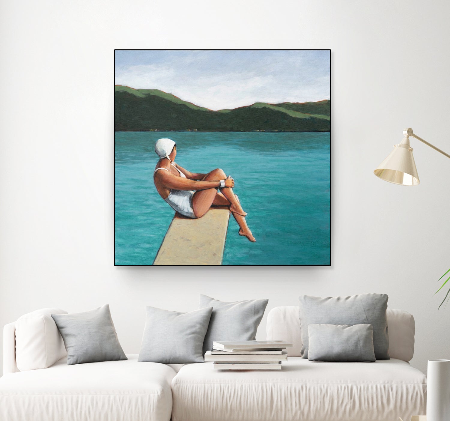 Swimmer At Lake by Sarah Morrissette on GIANT ART - figurative diving board