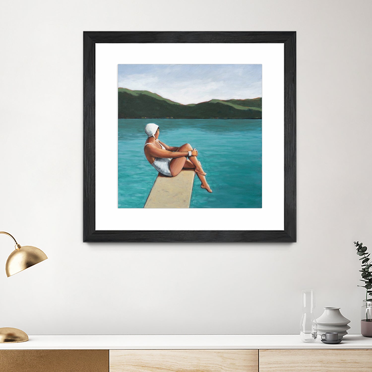 Swimmer At Lake by Sarah Morrissette on GIANT ART - figurative diving board