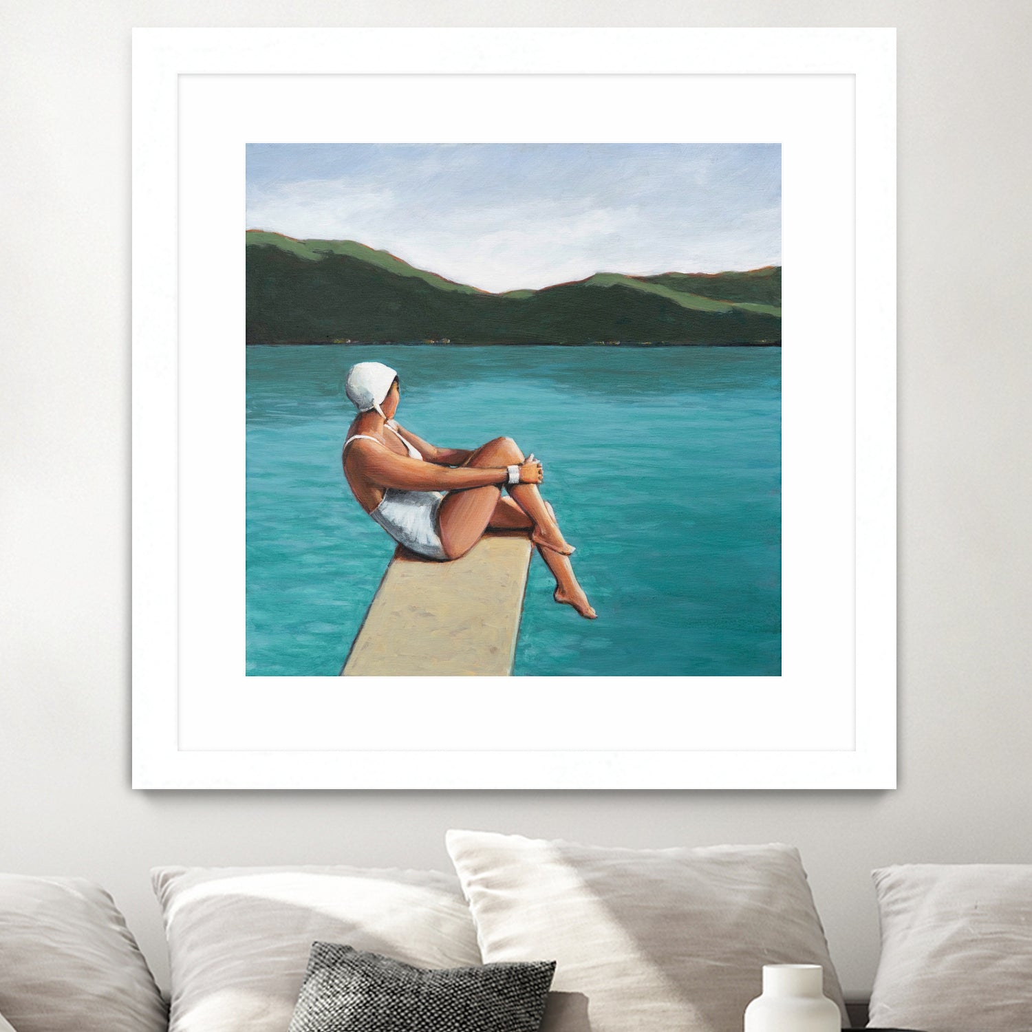 Swimmer At Lake by Sarah Morrissette on GIANT ART - figurative diving board