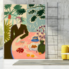 TROPICAL BRUNCH by Sandra Poliakov f on GIANT ART - pink figurative woman,brunch,still life,flowers,picnic,coffee,cocktail ,champaign,apricots,fruit,green,tropical,bali,vacation,feminine,olive green ,vase,fashion,blue sky,tropical ,palm trees,beach,summer,calm,relaxed,mindfulness,slowing down,self love,self care,pink