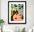 TROPICAL BRUNCH by Sandra Poliakov f on GIANT ART - pink figurative woman,brunch,still life,flowers,picnic,coffee,cocktail ,champaign,apricots,fruit,green,tropical,bali,vacation,feminine,olive green ,vase,fashion,blue sky,tropical ,palm trees,beach,summer,calm,relaxed,mindfulness,slowing down,self love,self care,pink