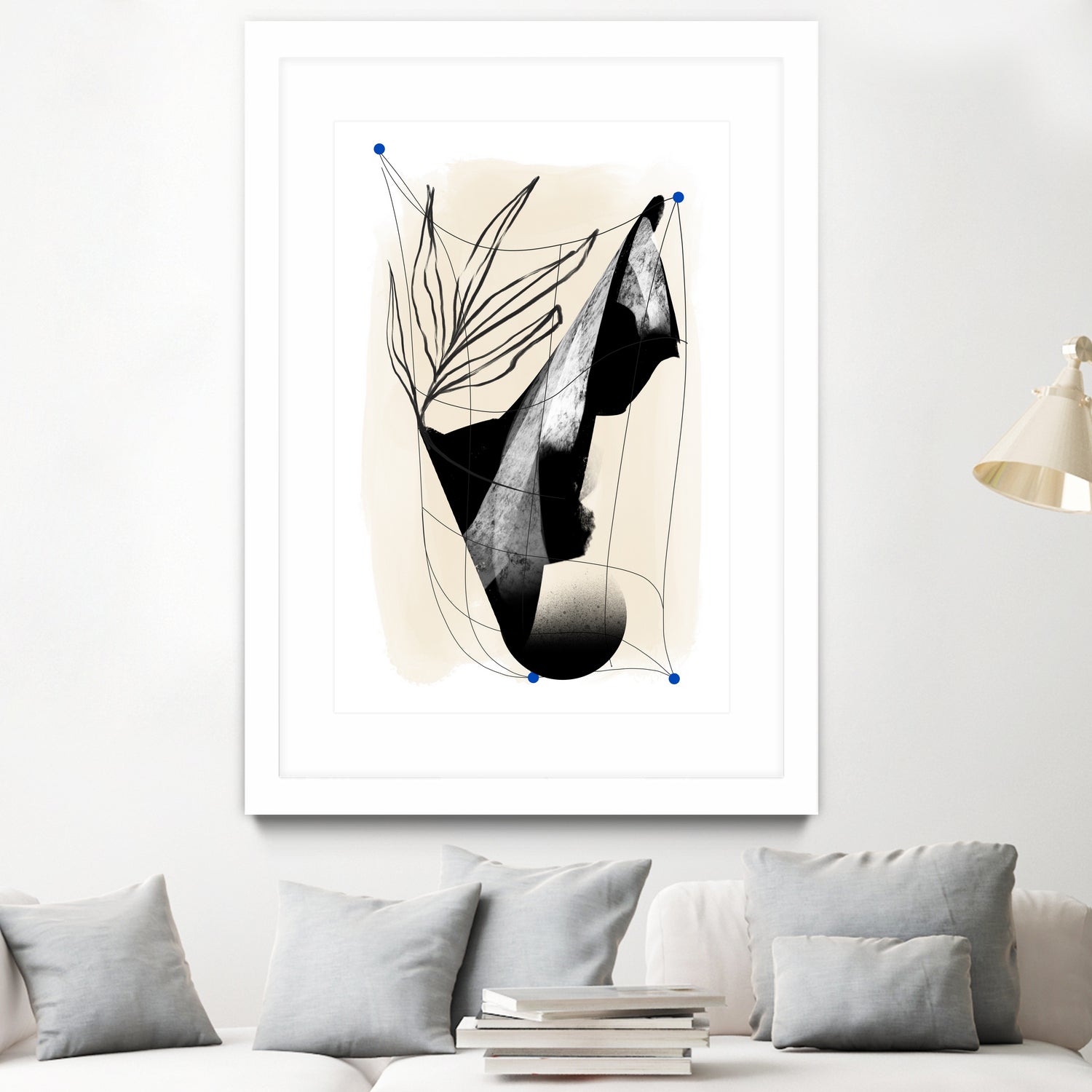 Which Came First by Jilli Darling  on GIANT ART - abstract abstract, bold, white, grey, gray, calm, painting, print,  wallart,  wall art,  energetic, colourful, graphic print, illustration, soft, brush strokes, cute, prints, home decor, beige, black, drawing