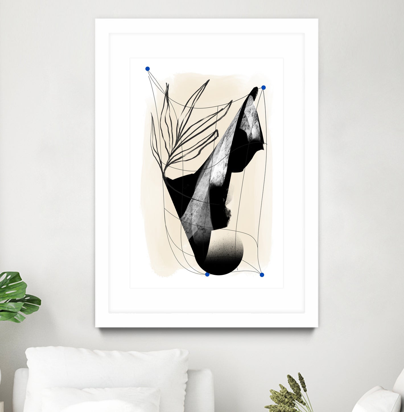 Which Came First by Jilli Darling  on GIANT ART - abstract abstract, bold, white, grey, gray, calm, painting, print,  wallart,  wall art,  energetic, colourful, graphic print, illustration, soft, brush strokes, cute, prints, home decor, beige, black, drawing