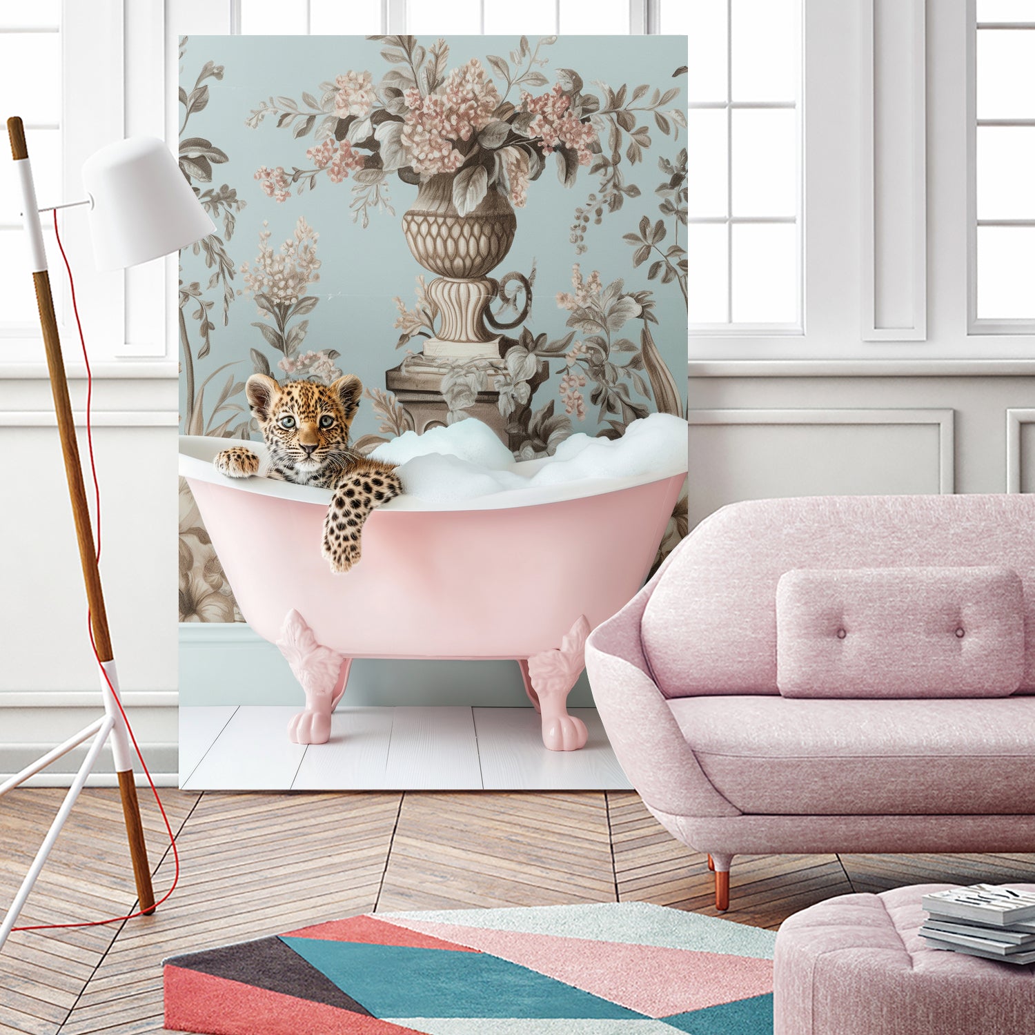 Leoparda Pink Bubble Bath by Niky Rahner on GIANT ART - botanical rahner