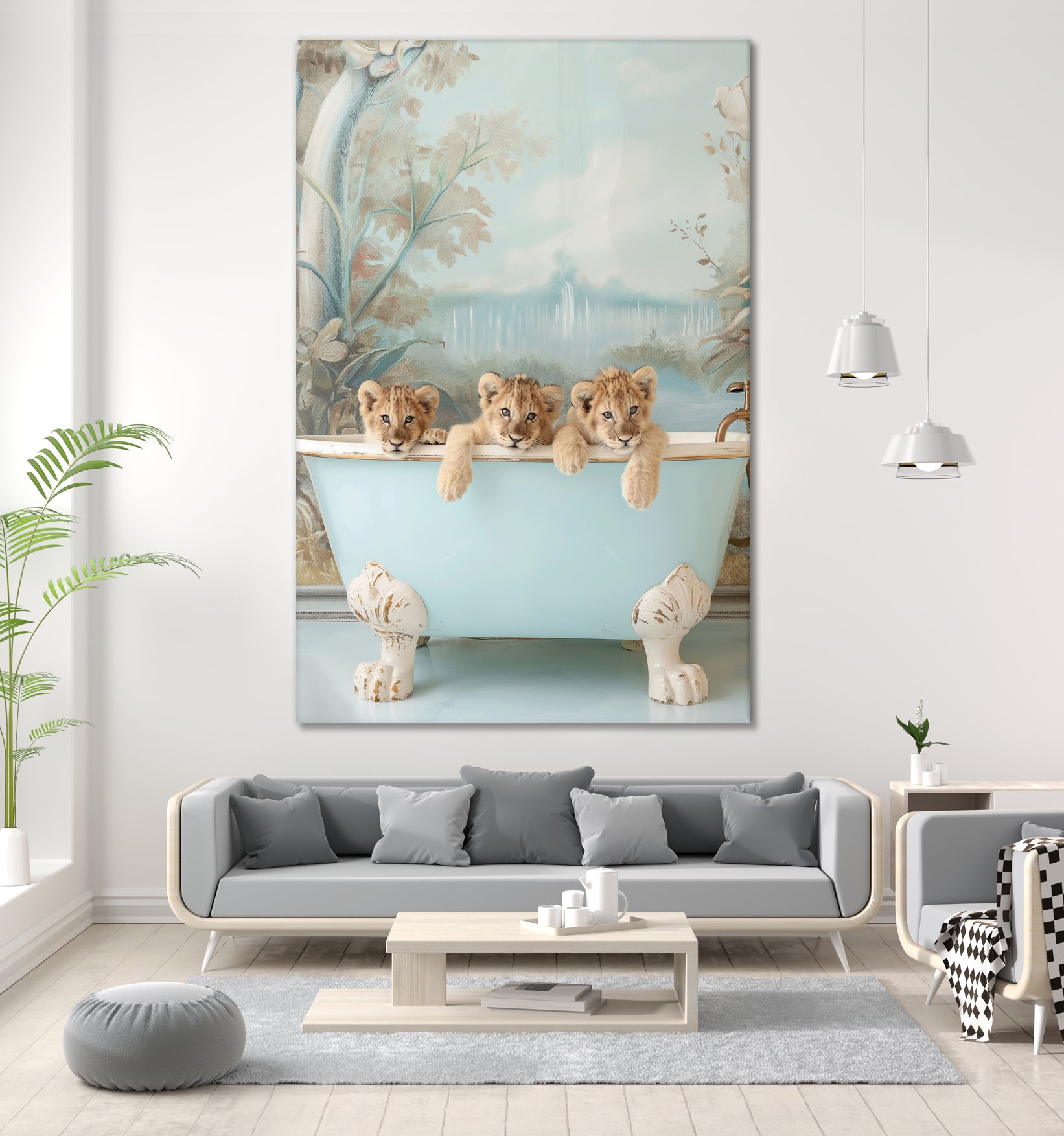 Blue Lagoon Lion Cubs by Niky Rahner on GIANT ART - animals rahner