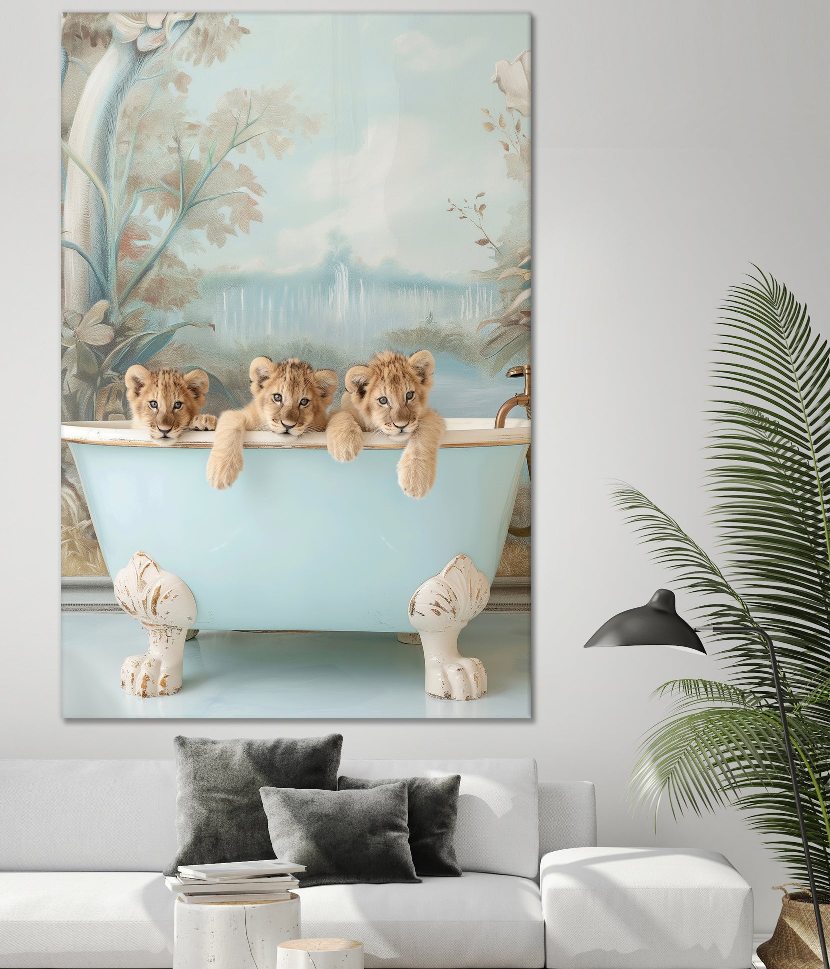 Blue Lagoon Lion Cubs by Niky Rahner on GIANT ART - animals rahner