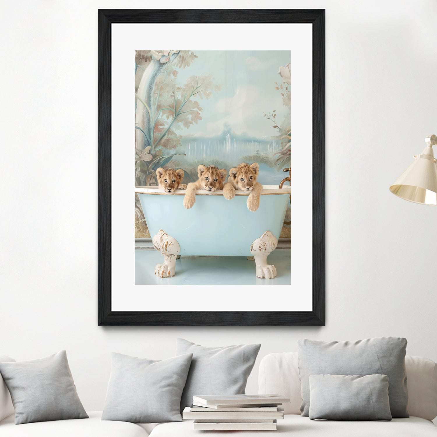 Blue Lagoon Lion Cubs by Niky Rahner on GIANT ART - animals rahner