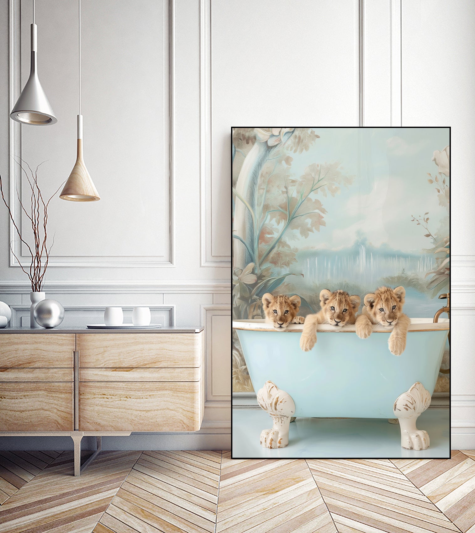 Blue Lagoon Lion Cubs by Niky Rahner on GIANT ART - animals rahner