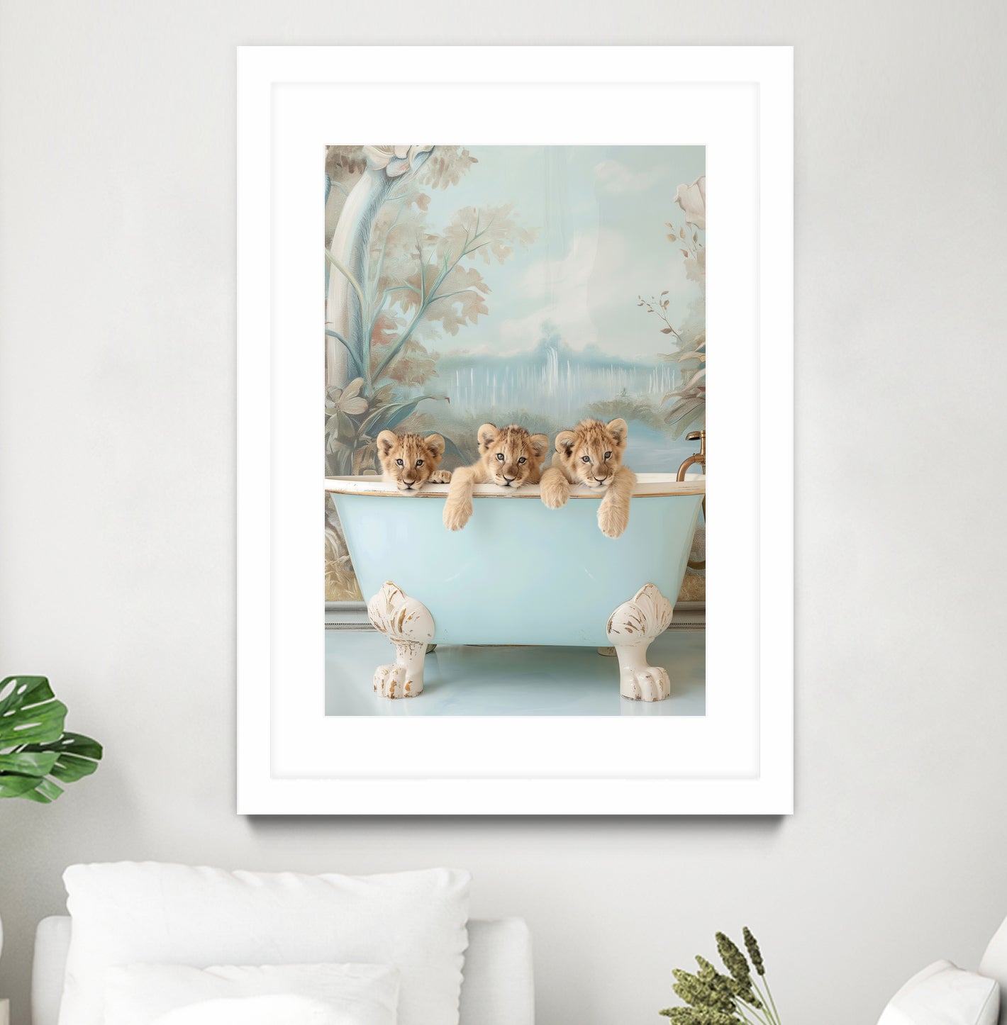 Blue Lagoon Lion Cubs by Niky Rahner on GIANT ART - animals rahner