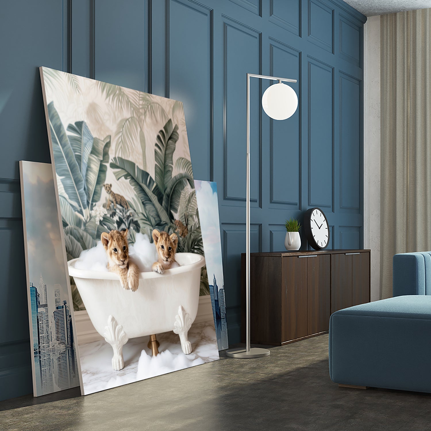 Tropical Lion Bath by Niky Rahner on GIANT ART - animals rahner