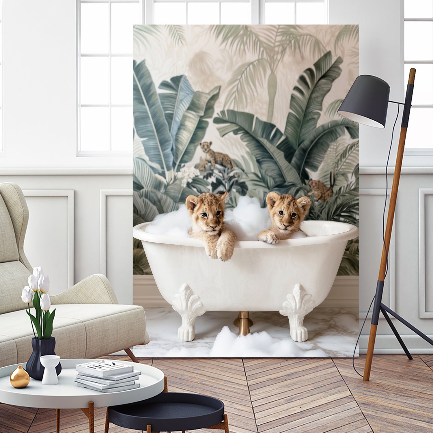 Tropical Lion Bath by Niky Rahner on GIANT ART - animals rahner