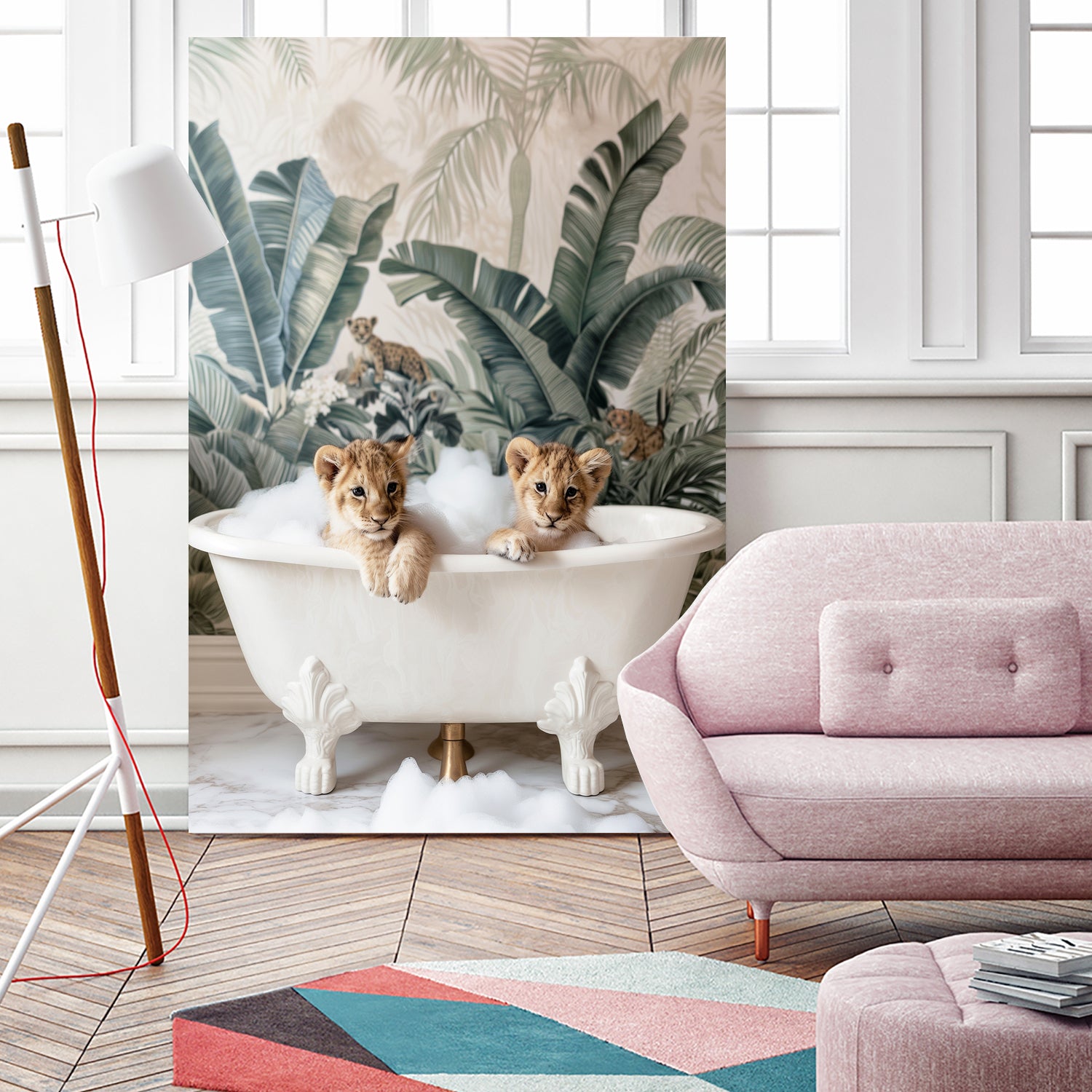 Tropical Lion Bath by Niky Rahner on GIANT ART - animals rahner