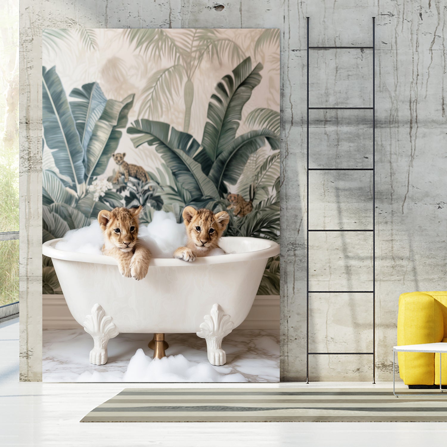 Tropical Lion Bath by Niky Rahner on GIANT ART - animals rahner