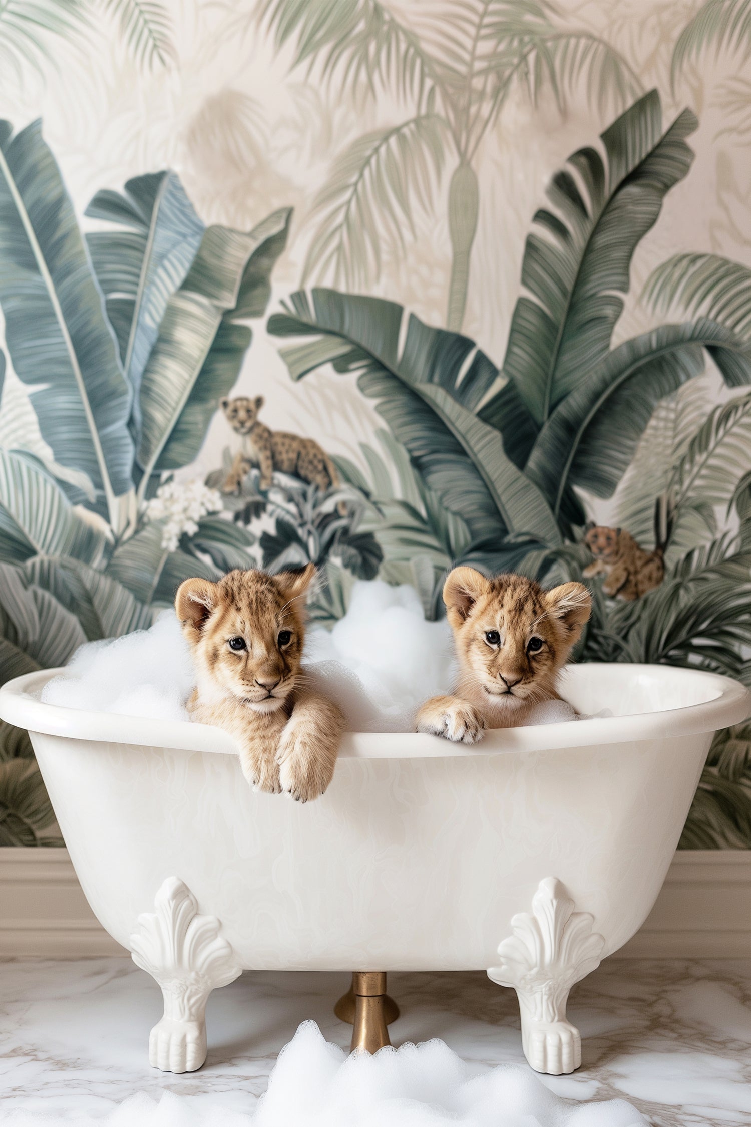 Tropical Lion Bath by Niky Rahner on GIANT ART - animals rahner