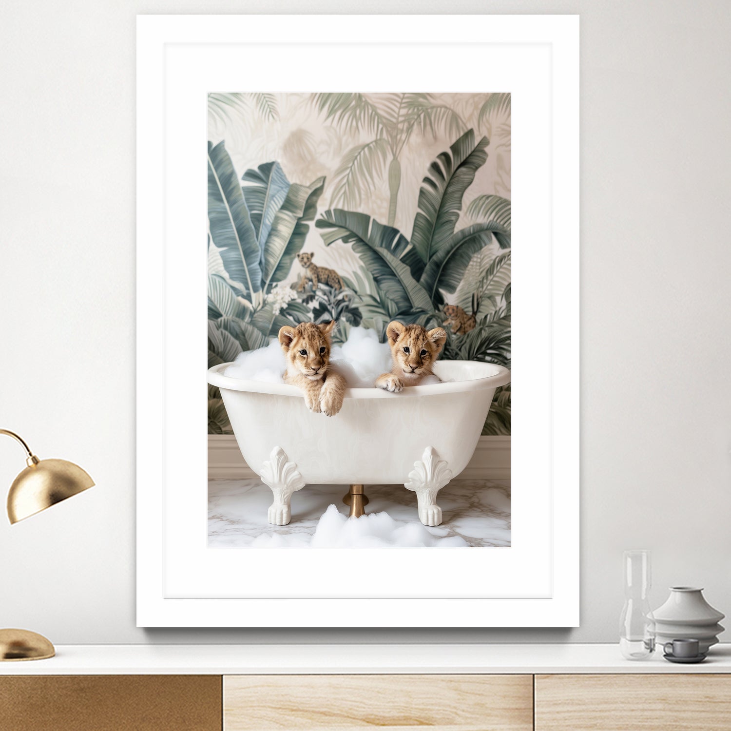 Tropical Lion Bath by Niky Rahner on GIANT ART - animals rahner