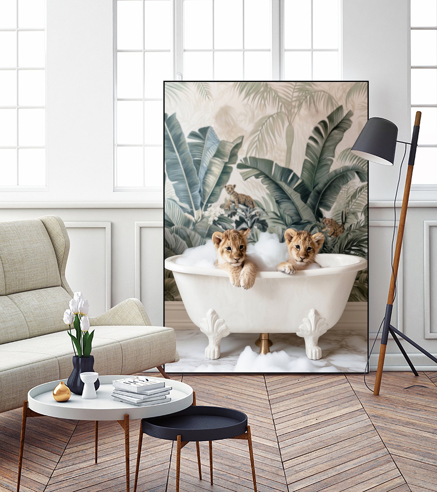 Tropical Lion Bath by Niky Rahner on GIANT ART - animals rahner