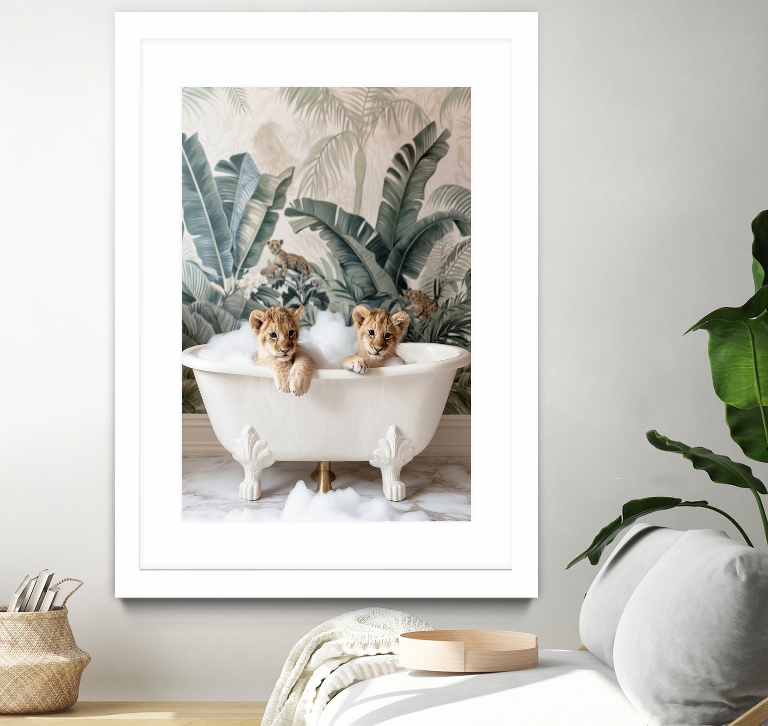 Tropical Lion Bath by Niky Rahner on GIANT ART - animals rahner