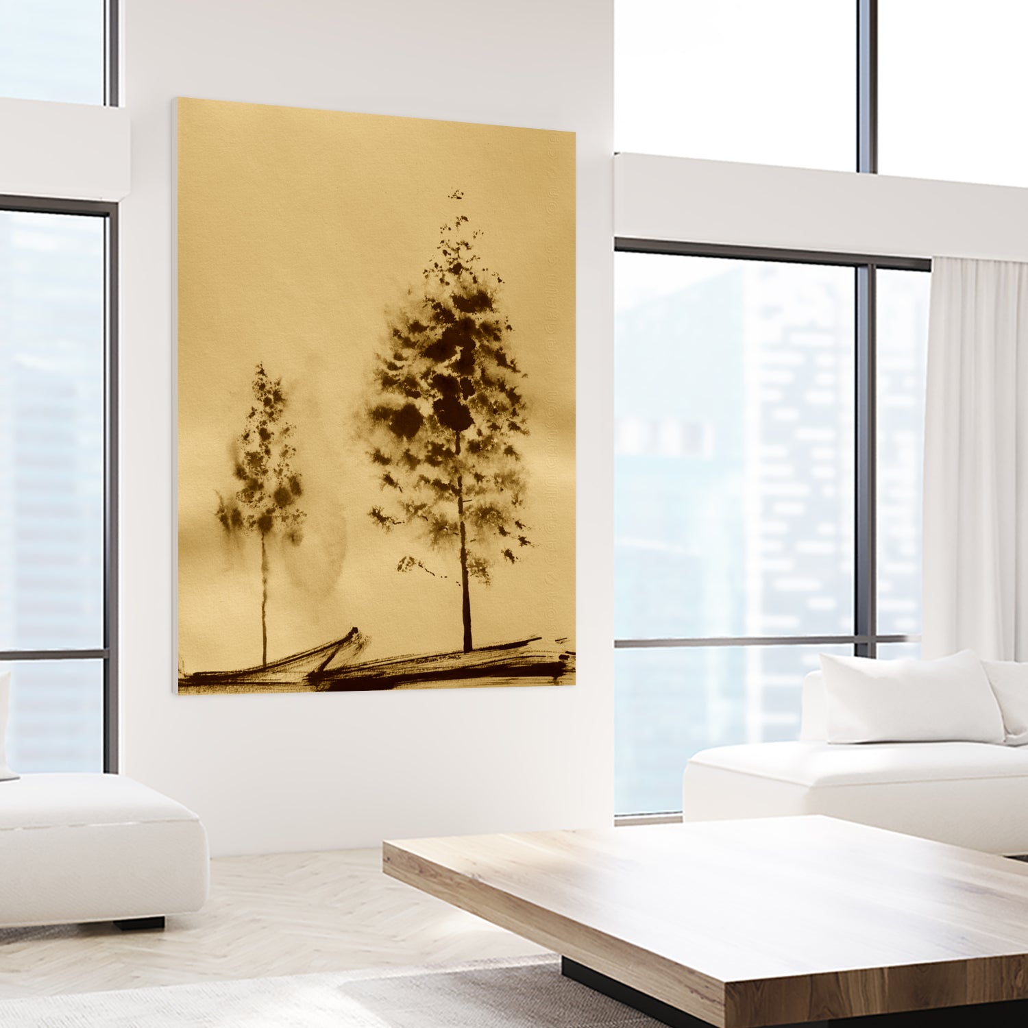 Two Trees Capturing Simplicity And Nature by Santhosh ch on GIANT ART - 14071 illustration