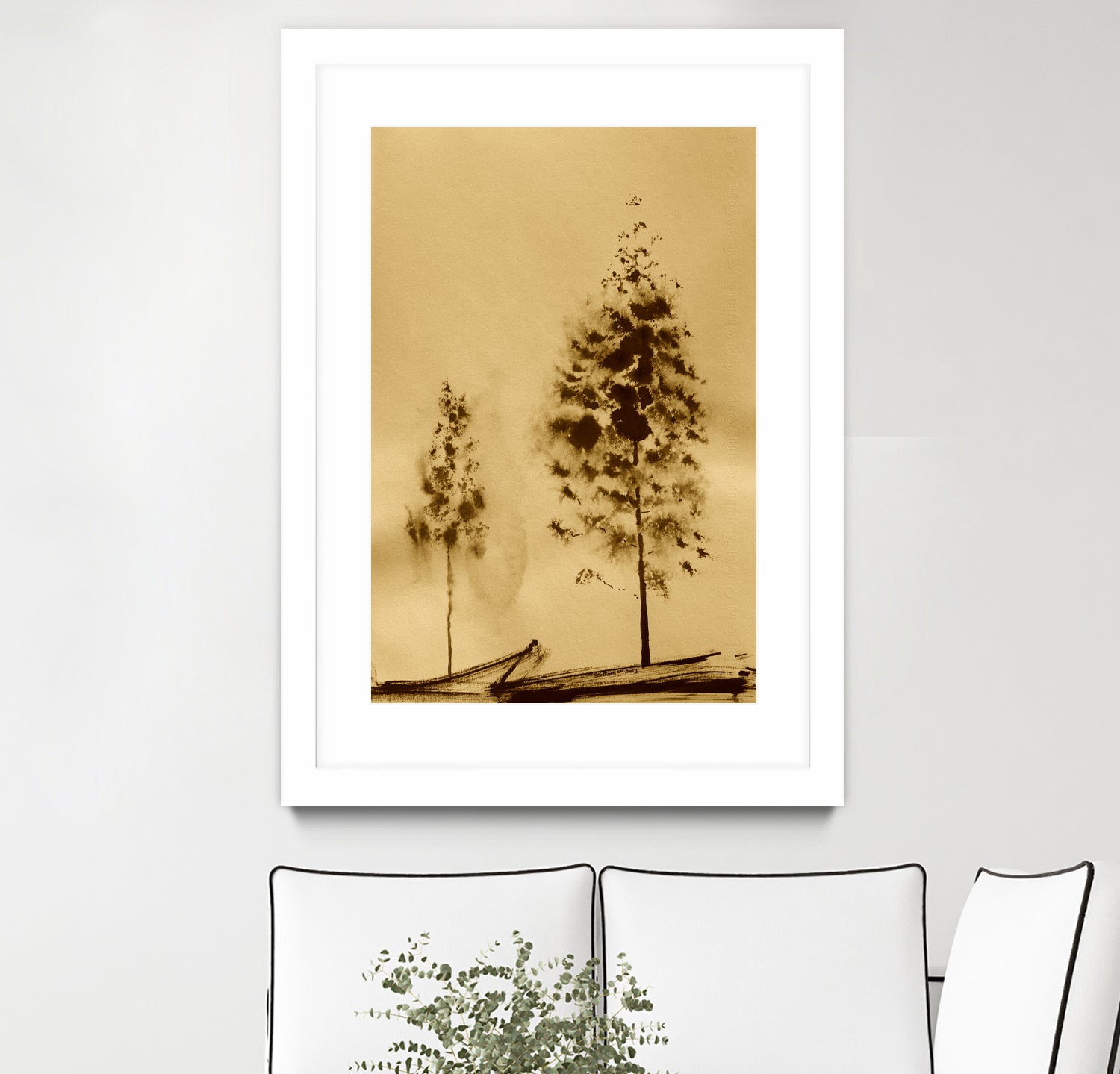Two Trees Capturing Simplicity And Nature by Santhosh ch on GIANT ART - 14071 illustration