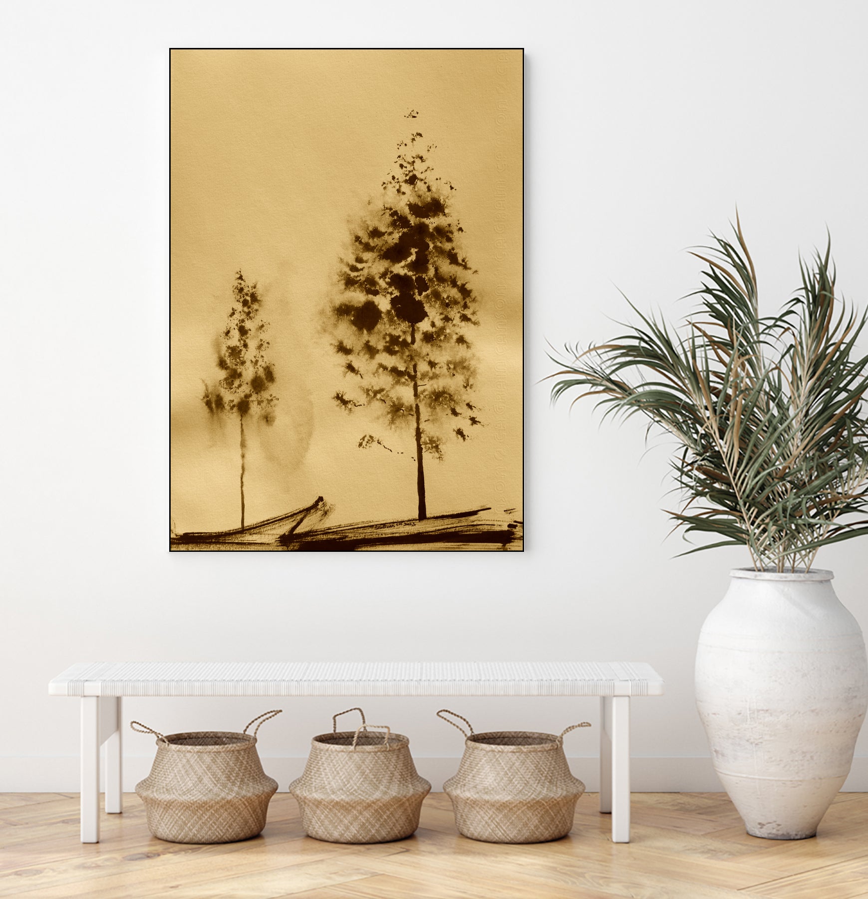 Two Trees Capturing Simplicity And Nature by Santhosh ch on GIANT ART - 14071 illustration