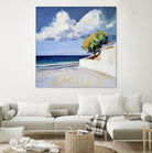 Serene Beach View with a Tree and Dramatic Clouds by Avanesova Elena on GIANT ART - nature and landscapes elena