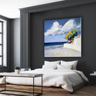 Serene Beach View with a Tree and Dramatic Clouds by Avanesova Elena on GIANT ART - nature and landscapes elena