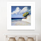 Serene Beach View with a Tree and Dramatic Clouds by Avanesova Elena on GIANT ART - nature and landscapes elena