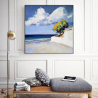 Serene Beach View with a Tree and Dramatic Clouds by Avanesova Elena on GIANT ART - nature and landscapes elena