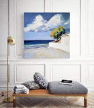 Serene Beach View with a Tree and Dramatic Clouds by Avanesova Elena on GIANT ART - nature and landscapes elena