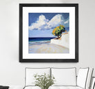 Serene Beach View with a Tree and Dramatic Clouds by Avanesova Elena on GIANT ART - nature and landscapes elena
