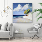 Serene Beach View with a Tree and Dramatic Clouds by Avanesova Elena on GIANT ART - nature and landscapes elena