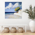 Serene Beach View with a Tree and Dramatic Clouds by Avanesova Elena on GIANT ART - nature and landscapes elena